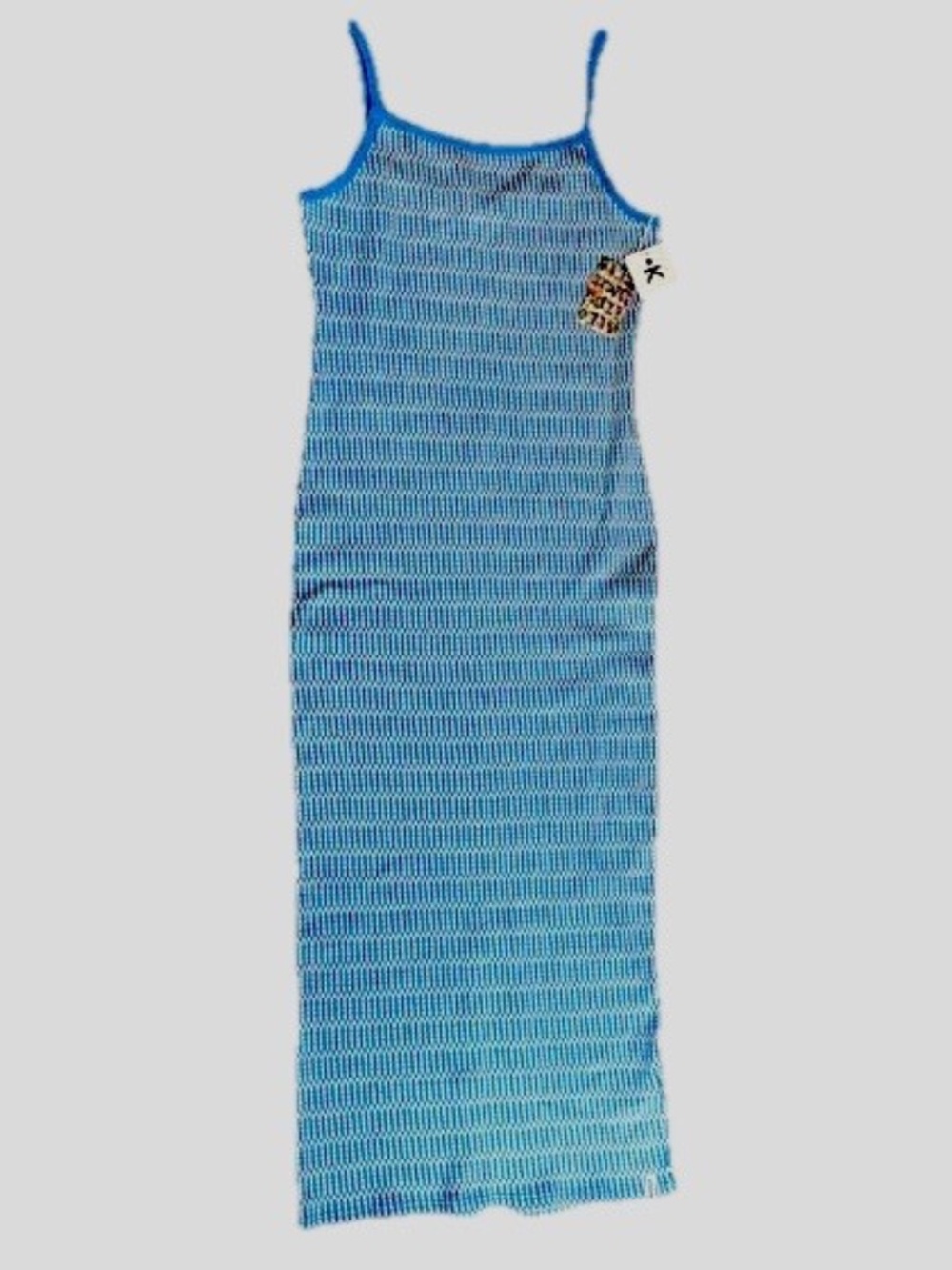 KNOWN SUPPLY Maxi Dress Large Blue ‘Vermont’ ~ Jaquard Knit Organic Cotton NWT - Picture 3 of 10